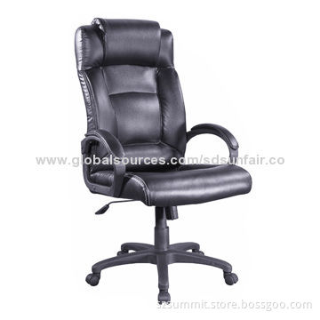 High Back Office Chair, Made of Leather/Sponge/Plastic/Arched Plastic Base, Class A Gas LiftNew
